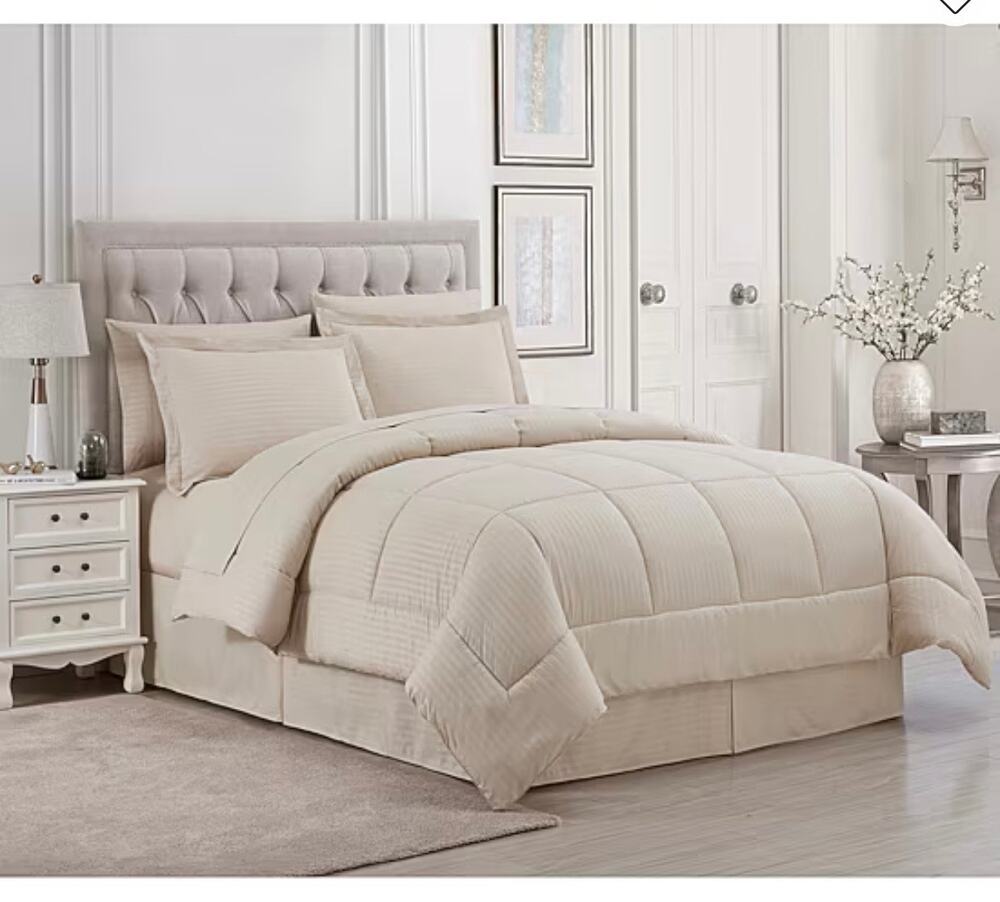 NEW! Sweet Home Collection Dobby Stripe 8PC Set King